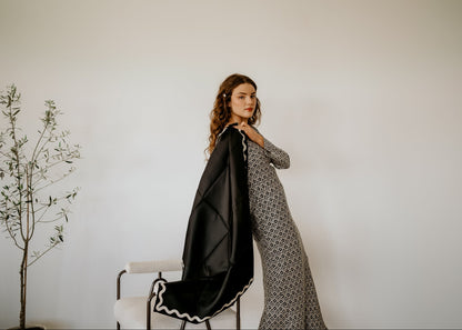 Sophie Ebony/Coconut Milk/Bronze Scarf - 89x89cm Silk Twill