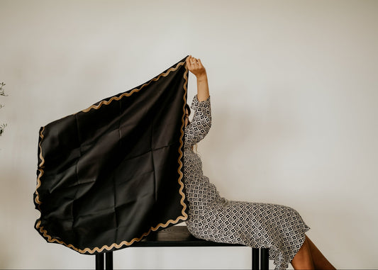 Sophie Ebony/Gold Scarf - 89x89cm Silk Twill