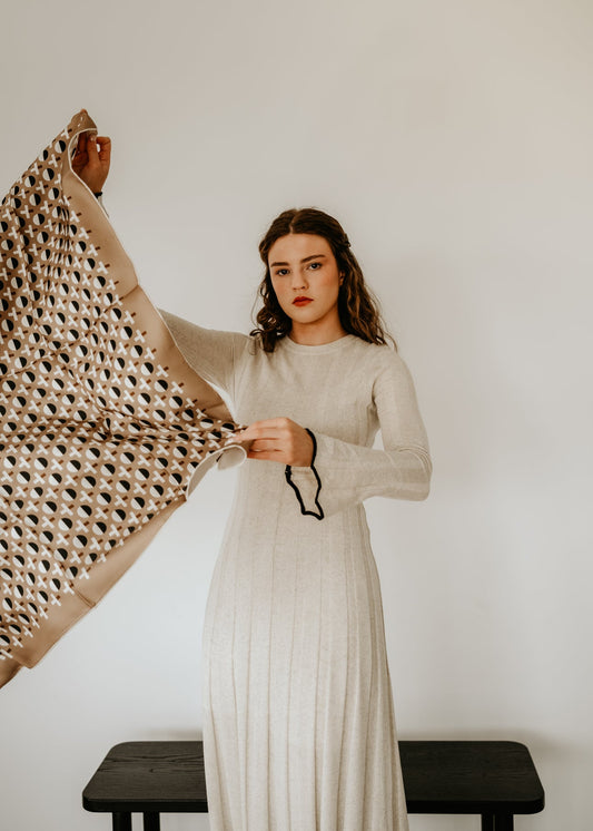 Coco Latte Scarf - 89x89cm Silk Twill