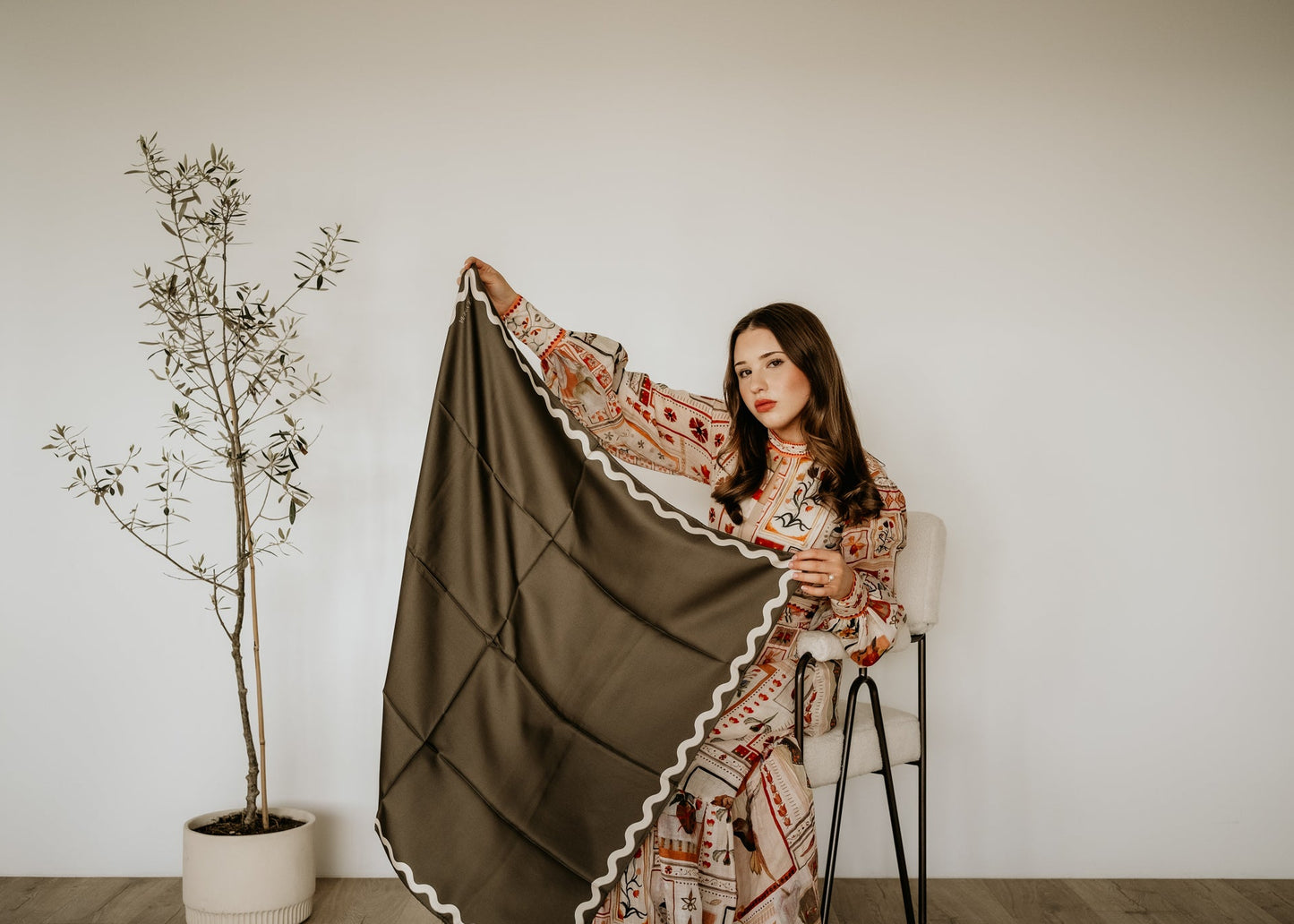 Sophie Olive Night Scarf - 89x89cm Silk Twill