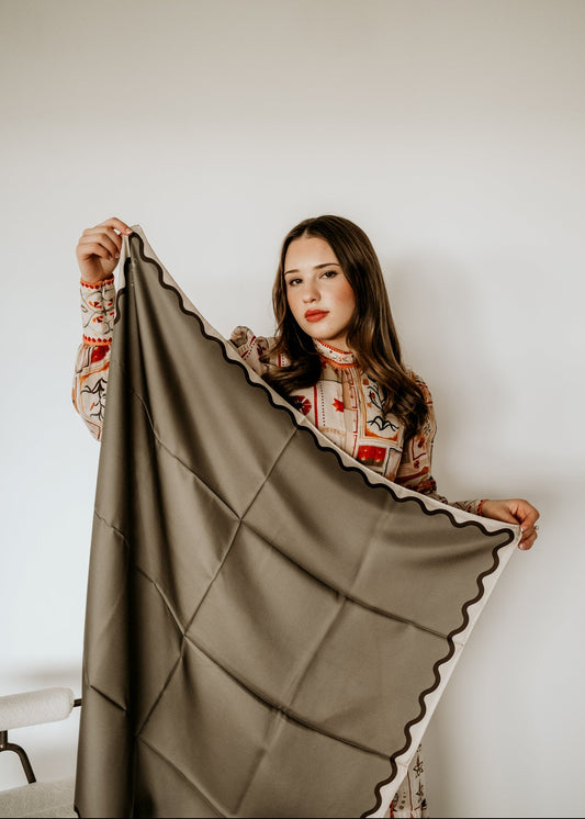 Etta Vetiver Scarf - 89x89cm Silk Twill