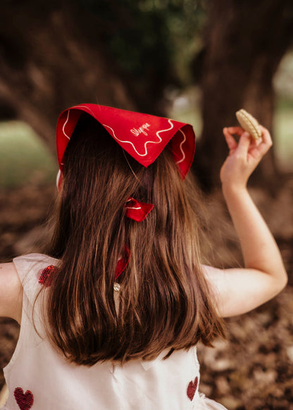 Emilia Velvet Cherry Silk Cotton Scarf - 54x54cm