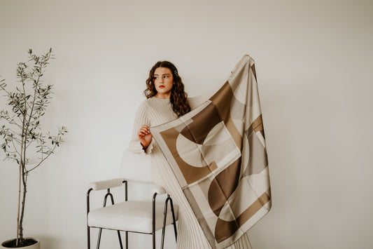 Melba Brandy Cream Scarf - 89x89cm Silk Twill - Limited Edition (NZ)