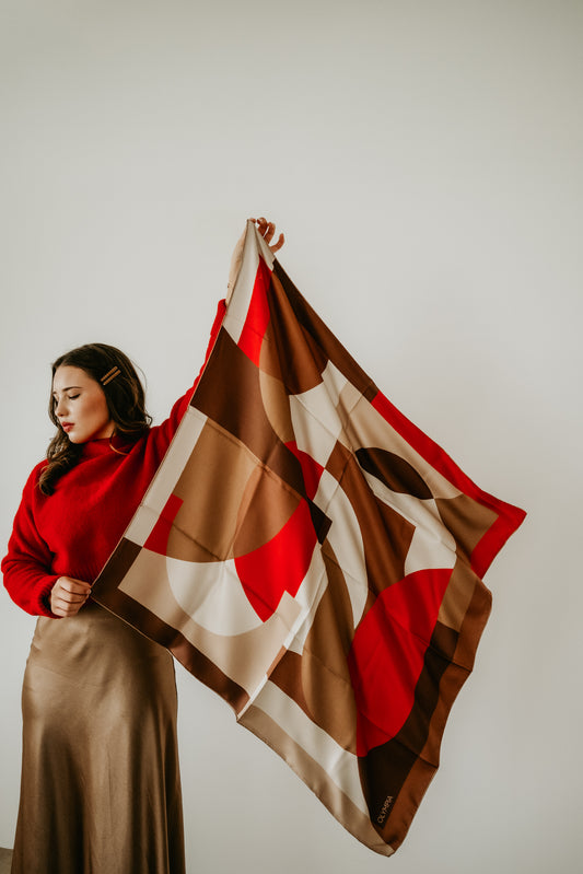 Melba Campari Clay Scarf - 89x89cm Silk Twill - Limited Edition (NZ)