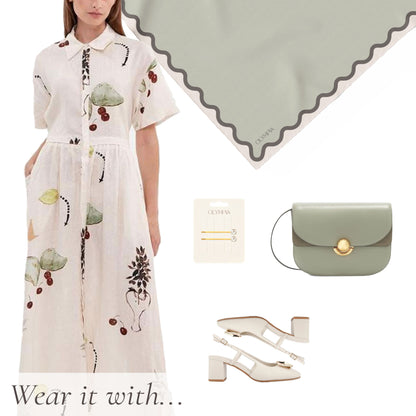 Etta Sagebrush Silk Scarf - 89x89cm