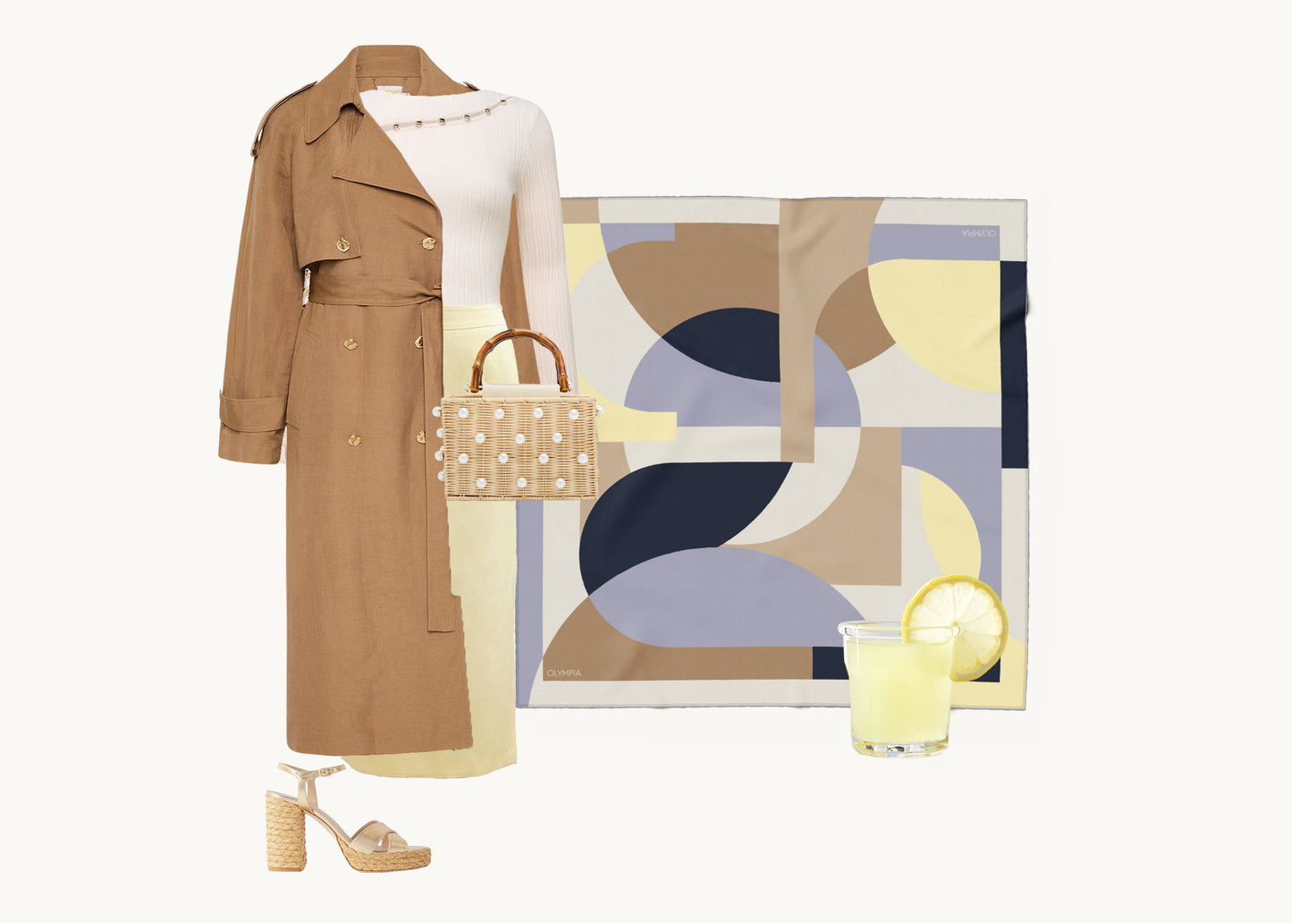 Melba Limoncello Spritz Silk Scarf - 89x89cm - Limited Edition (NZ)