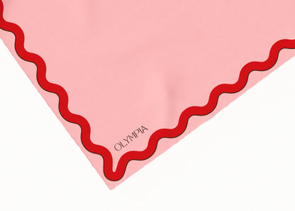 Sophie Macaron/Cherry Silk Cotton Scarf - 54x54cm
