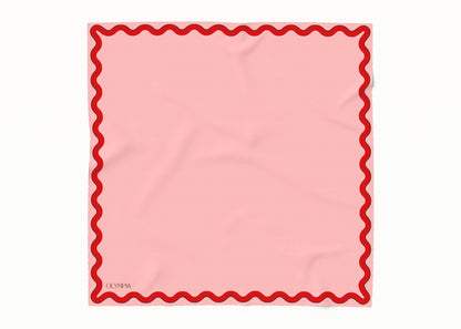 Sophie Macaron/Cherry Silk Cotton Scarf - 54x54cm