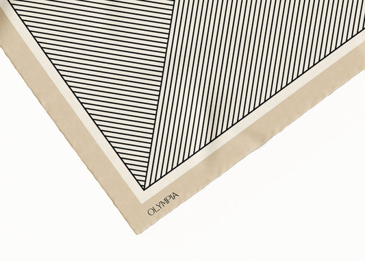 Rhea Oat/Ricecake/Ebony Silk Scarf - 89x89cm - Imperfect