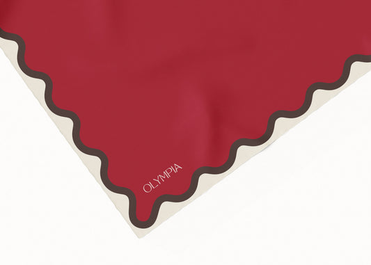 Etta Scarlet/Cocoa Silk Cotton Scarf - 64x64cm