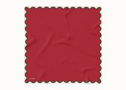 Etta Scarlet/Cocoa Silk Cotton Scarf - 64x64cm
